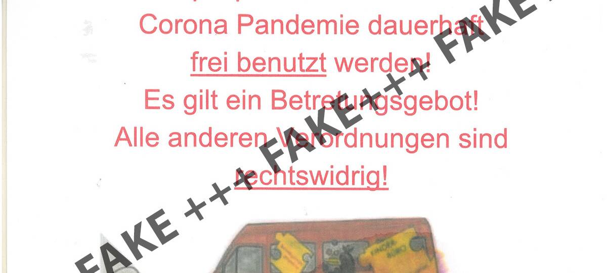 Fake-Schild vor Oberhausener Spielplatz