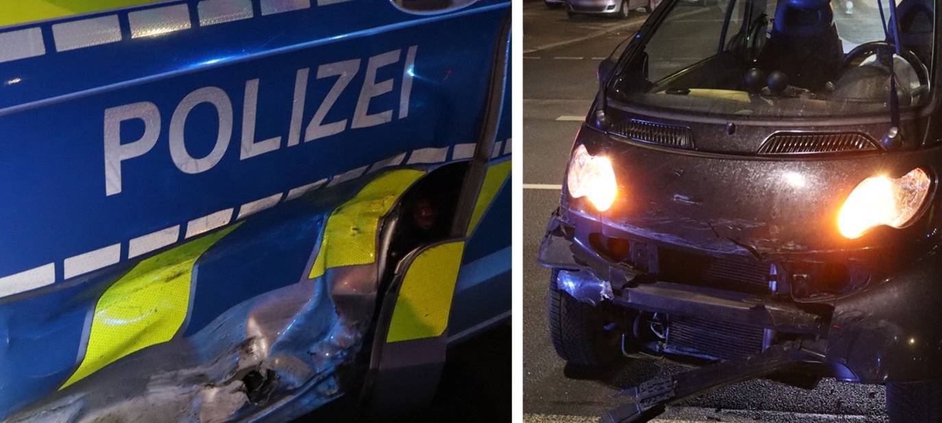 Unfall: Smart kracht in Polizeiwagen