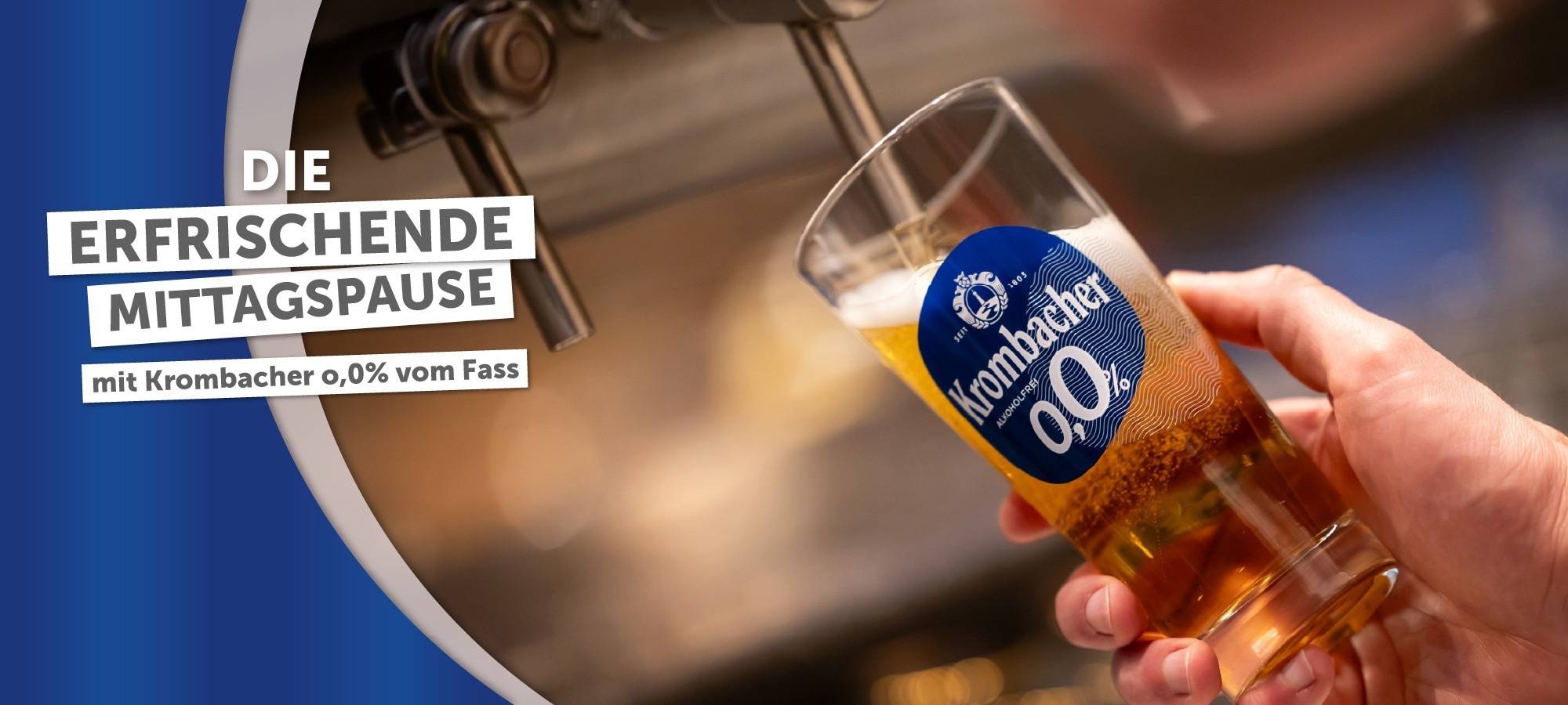 Die erfrischende Mittagspause – mit Krombacher NULL KOMMA NULL vom Fass