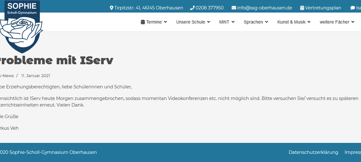 Lernplattform IServ zusammengebrochen